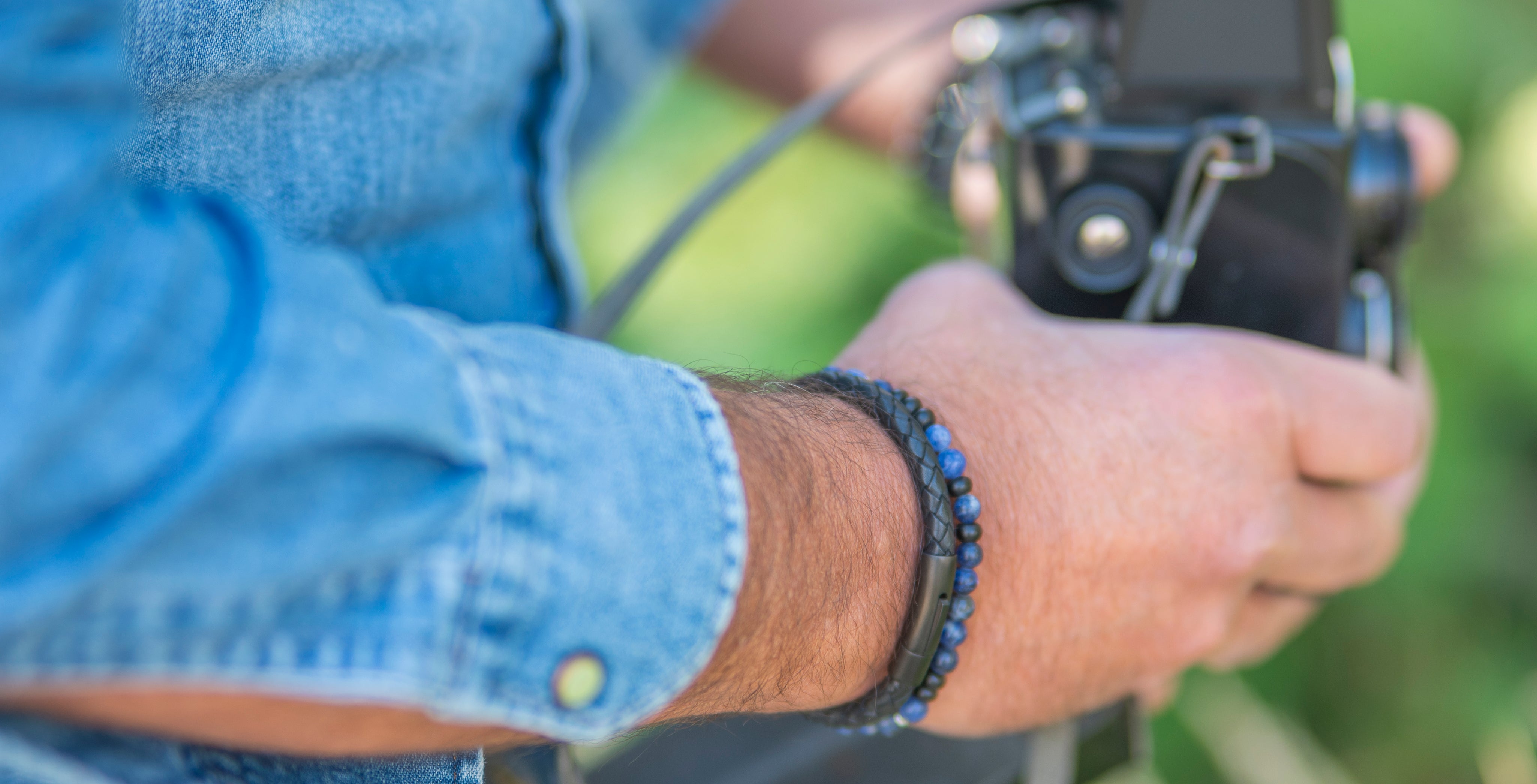 Persoonlijke morse code armband onyx schijfjes