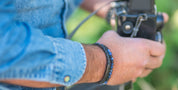 Persoonlijke morse code armband onyx schijfjes