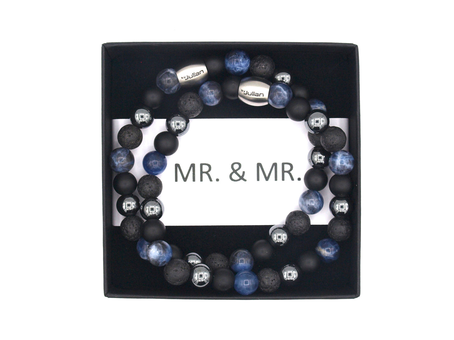MR. & MR. bracelet set blue and black